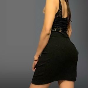 Free People Embroidered Black Mini Dress. Size S/P